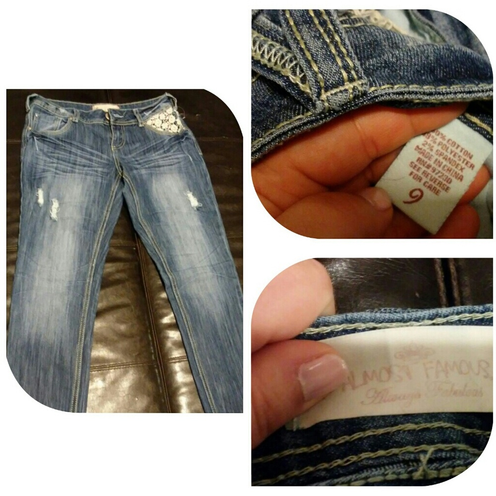 Almost Famous, lace detail jeans.